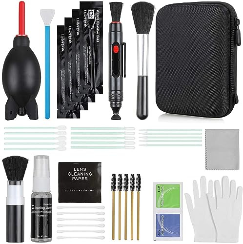19-in-1 Camera Cleaning Kit for DSLR Cameras, with Air Blower, Cleaning Pen, Detergent, Cleaning Cloth, Lens Brush, Carry Case
