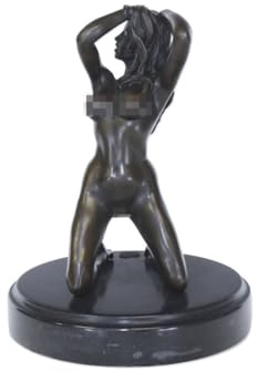 Antike Fundgrube Bronze Figur Einer erotischen Frau kniend | Figur Skulptur Dekoration | 16x21 cm (9416)