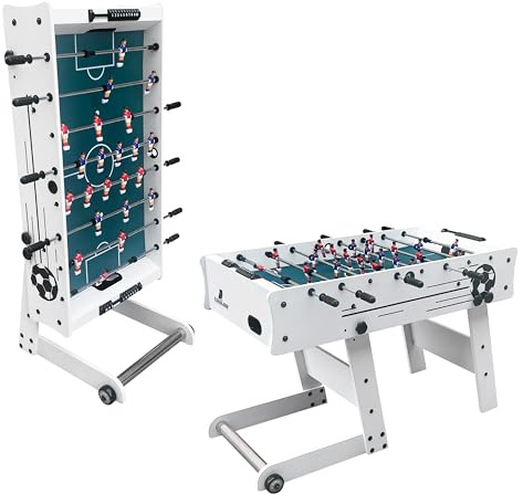 Cougar Scorpion Kick TS Tischkicker | Kickertisch in Weiß mit Teleskopstangen klappbar | Fußballtisch inkl. 2 Bälle & Punktezähler | Indoor Tischfußball | Maße 122x61x80 cm
