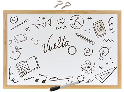 40x60cm Whiteboard mit Holzrahmen, Kreidetafel Löschbar, Weiß Tafel Schwarzer Marker