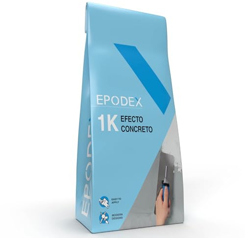 EPODEX CONCRETE EFFECT Betonoptik Spachtelmasse - Iron Grey | Strukturputz für Wände, Fliesen & mehr, Innen & Außen, 5 kg (5 m² - 1 mm Schichtdicke)