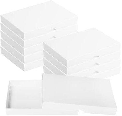 Natürlich verpacken Faltschachtel 16,8 x 12 x 2 cm, C6, Weiß, Deckel, Karton - 10er Set