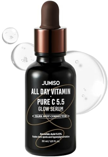 Jumiso All Day Vitamin Pure C 5.5 Glow Serum, L-Ascorbinsäure, Ferulasäure, Tocopherol, Alpha Arbutin, Pure Vitamin C Serum für dunkle Flecken, Mattheit, feine Linien, parfümfrei, ohne Parabene, 30 ml