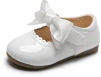 Kids Girls Ribbon Bow Spanish Wedding Party Girls Mary Jane White Infants Toddler Shoes Size