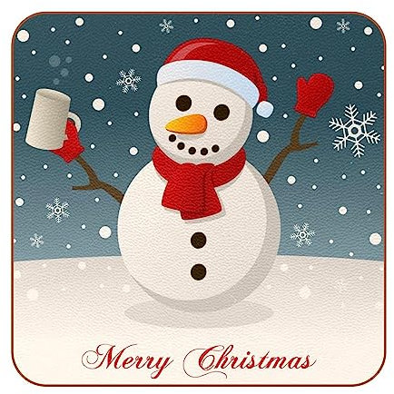 Untersetzer für Kaffeetisch, 6 Untersetzer, Bauernhaus-Bar-Untersetzer, Cooles Einweihungsgeschenk, neues Zuhause,Frohe Weihnachten Schneemann