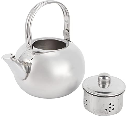 Tetera de Acero Inoxidable, Tetera con Infusor de Tetera Extraíble, Tetera de Agua Tetera de Hojas Sueltas para Inducción y Gas(1L)