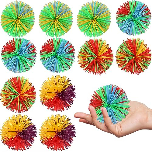 Fizdoqg 12 Stück Wuschelball, Bunt Stringy Balls, Stringy Balls Groß Set | Sensory Fidget Stringy Balls Wuschelball Ball, Bunte Silikon Stringy Bälle Zum Stressabbau Wuschelball für Erwachsene