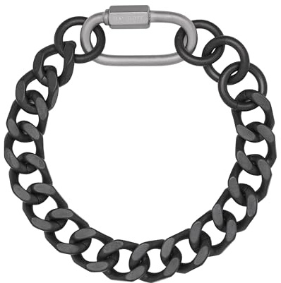 DAVIDOFF HOME RUN Bracelet - Brazalete con cadena de eslabones hexagonales de 19 mm - pulsera para hombre de acero inoxidable antialérgico con 3 cierres intercambiables - negro