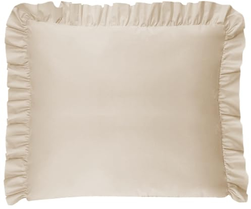 Balbina Kissenbezug 80 x 80 cm für Kinder & Babys, Kopfkissenbezug Baumwolle, für Kinderzimmer, Kinderwagen oder Kinderbett, Baumwoll-Kopfkissenbezug mit Rüsche & Reißverschluss, Hellbeige