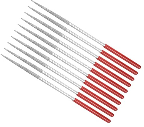 CoCud Lima de Aguja Recubierta de Diamante Grano 150 Vástago de 4mm Longitud de 160mm Herramienta de Afilado de Limas Redondas de Diamante para Metal Vidrio Piedra 10 Piezas