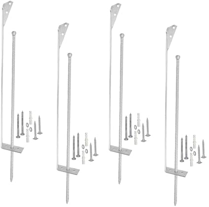 4 Sturmanker für Zäune mit Erdnagel, Gesamthöhe ca. 640 mm - feuerverzinkt, inkl. Befestigungsset