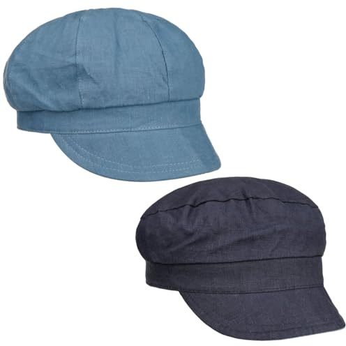 Lipodo Leinen Wendecap Zweifarbige Mütze Unifarbene Baker-Boy Mütze 100% Baumwolle Damen Frühjahr Sommer