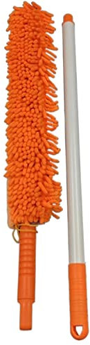 QTANZIQI Cepillo de Limpieza Limpiador de Ruedas de Microfibra Suave, extralargo y Flexible, Plumero de Microfibra Flexible, Limpieza del hogar, Mango de Polvo, cepillos para Limpiar (Color: Naranja)