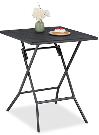 Relaxdays Klapptisch, klappbarer Camping Tisch, HxBxT: 73x62x62 cm, Faltbarer Multifunktionstisch, Gartentisch, schwarz