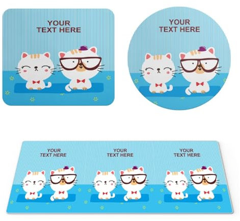 EHOMERY Gaming-Mauspads Für Pc XXL Mousepad Orientteppich Niedlicher Cartoon Für Kinder Mauspad Quadrat Mousepad Unterwegs - 3 Pack [30x80 cm, 20x24 cm and Dia 20 cm]