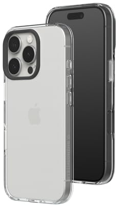 RhinoShield Clear Case Kompatibel mit [iPhone 16 Pro] | Anti-Vergilbung, hohe Transparenz, schützende Handyhülle, Aussparung für Kamerataste - Schwarz Kamera-Ring