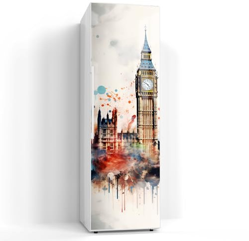 DEQORI Magnetfolie für Kühlschrank 60x190 cm | Motiv Londoner Farbtanz | dekorative Magnetmatte Gefrierschrank Schutz | Magnet Deko-Folie selbstklebend, magnetisch & beschreibbar