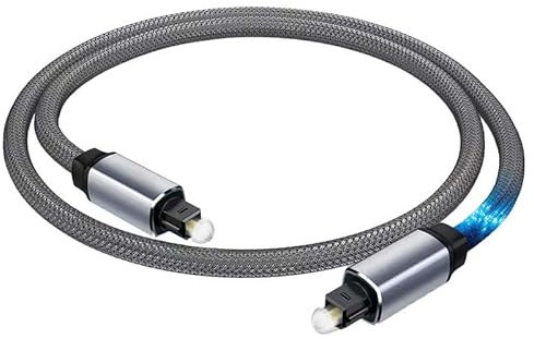 Elfcam®- 3 m Câble Optique Audio Numérique Toslink, Gaine en Nylon, Qualité Sonore Sans Perte(3 M)