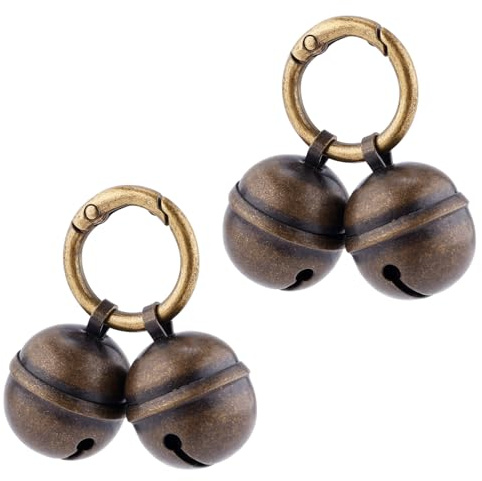PEUTIER 2 Pezzi Campanelli per Cani, Extra Rumorosi Gatto Campanelli per Collare per Cani Rame Ciondoli per Collare con Portachiavi Clip Rapida Campanello per Cani per Tracciamento Animali Domestici