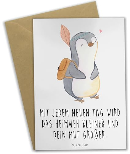 Mr. & Mrs. Panda Glückwunschkarte Heimweh überwinden Mut - Geschenk, Zuversicht, hochzeitskarten, Zuhause, weihnachtskarten, Sonnenstrahlen, jubiläumskarte, genesungskarte, osterkarte, Unterstützung