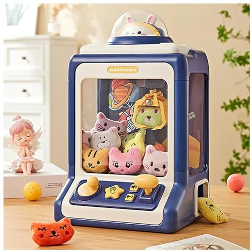 HBDSMLPL Candy Grabber ， Distributeur De Poupées Arcade avec Lumière et Musique,20 Poupées,10 Gashapons ， Machine à Bonbons Cadeaux pour Filles Garçons,Blue