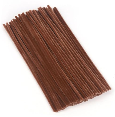 Pfeifenreiniger Braun 100 Stück, Pfeifenreiniger zum Basteln 30 cm x 6 mm, Pfeiffenputzerdraht Chenilledraht, Pfeifenputzer Biegeplüsch Basteldraht für DIY Art Craft Projekte, Dekoration