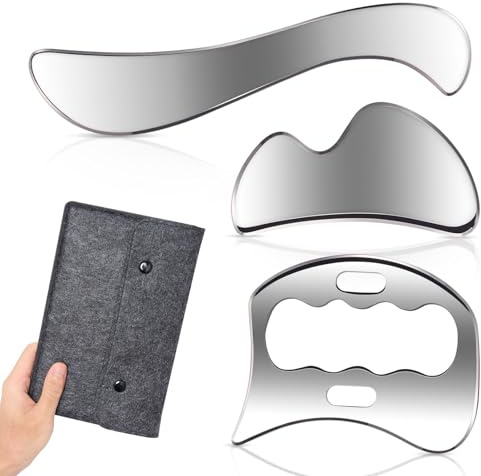 3-in-1 Stainless Steel Gua Sha Tool Set Scraping Massage Tool, Muscle Scraper Soft Tissue Physical Therapy Used for Arms, Neck, Back, Legs