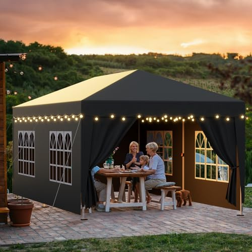 arvioo Pavillon 3x6m mit 6 Seitenwänden, Mehr Platz für Deine Party, Faltpavillon Wasserdicht Sonnenschutz 3-Fach Höhenverstellbar, Pop Up Partyzelt aus Metallgestell & 210D Oxford-Gewebe (Anthrazit)