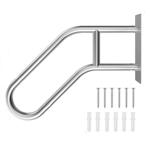 NEWFUN Pasamanos Acero Inoxidable, Pasamanos en Forma de U de 60 cm de Acero Inoxidable, Estable y Antideslizante, Apto para Jardines, Garajes, Porches, Interiores y Exteriores
