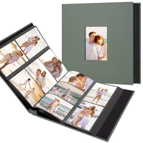 Fotoalbum 10x15 mit 600 Einsteckhüllen - Leinen Cover und Sichtfenster, Mini Bilderalbum für Hochzeit, Reise, Baby Erinnerungen und persönliche Geschenke, Blau