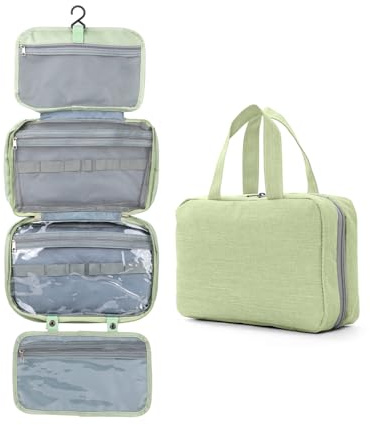 SEESUNO Hanging Travel Toiletry Bag for Women, Waterproof Folding Wash Toiletry Bag with Hanging Hook for Makeup Bag Travel Size Accessories 10 in x7 in