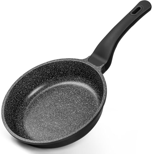 MICHELANGELO 20cm Non Stick Frying Pan, Small Induction Pan | Non-Toxic Stone-Derived Coating, Silicone Handle, Ideal For Breakfast, Eggs, Omelettes And Small Portion Everyday Meals