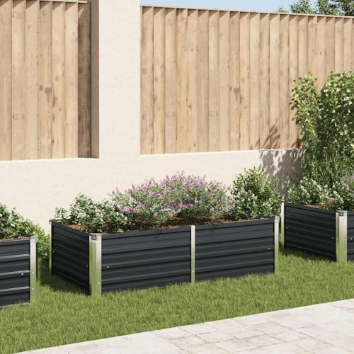 HaoChrymec Jardinière surélevée en Acier Galvanisé, Potager de Jardin avec Bords Sécurité, Pot de Fleur Exterieur et Jardiniere Balcon, pour Terrasse et Jardin, Couleur Anthracite, 160 x 80 x 45 cm