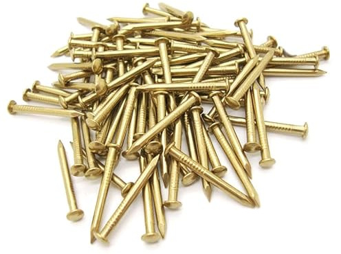 100Pcs Brass Nails and Pins Assortment, 8mm-20mm Length Wall Pins Tacks for Woodworking, Furniture Making, Hanging Pictures, Mirrors, Frames and Carpentry Projects
