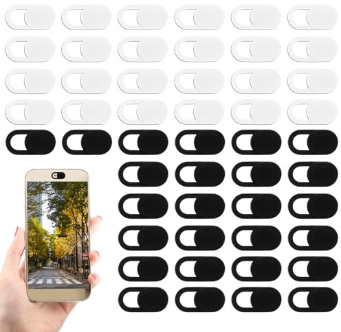 50 Stück Webcam Abdeckung, 0.6mm Ultradünne Universelle Laptop-Kamera-Abdeckungsfolien Metall Slider Kamera Cover Zubehör für Laptop, Computer Schützen Sie Ihre Privatsphäre Schwarz und Weiß