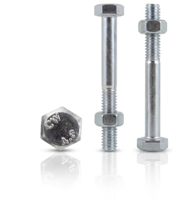 Schössmetall Maschinenschrauben DIN 601 M12 x 240 mm mit Muttern, 25 Stück | Für Montage und Konstruktion - aus verzinktem Stahl, mit Teilgewinde, Sechskantkopf SW 19 und Muttern im Lieferumfang.