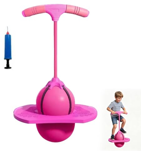 BRTNUP Balance Jumping Ball, Balance Bouncing Ball with Pump & Handle | Balance Bounce Toy,Anti-Slip Pogo Stick with Handle for Teens & Adults,Stick Pump Bounce Ball Jump Toy for Indoor Outdoor Fun
