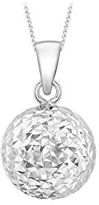 Carissima Gold Women's 9 ct Yellow Gold Diamond Cut Ball Pendant on Curb Chain Necklace of Length 46 cm