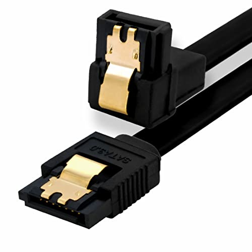 BIGtec 0,7m SATA Kabel S-ATA III Datenkabel Anschlusskabel schwarz Winkel HDD SSD 6GBit/s Stecker L-Type/L-Type 90° 70cm vergoldet gerade/gewinkelt serial ATA Verriegelung SATA-3
