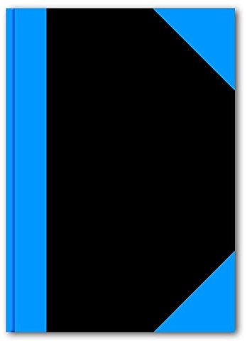 STYLEX 29104 Kladde A4, 192 Seiten liniert, schwarz mit blauen Ecken