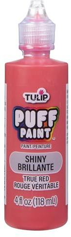 Tulip Pintura Textil Dimensional Brillante Rojo 118 ml - Puff Paint 3D - Pintura para Tela, Tejidos, Ropa y Poliéster - Permanente, Lavable, y Secado Rápido - con Efecto Relieve