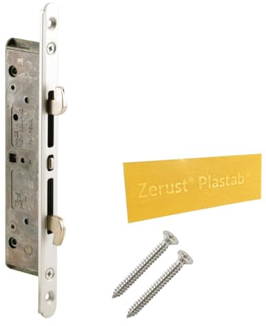 Gordon Glass® Sliding Glass Patio Door Lock, Mortise Type, 2-Point, 7-51/64 Screw Holes | Multi Point Square Drive Mortise Latch, Aluminum Round Faceplate and Zerust Rust Prevention Plastabs