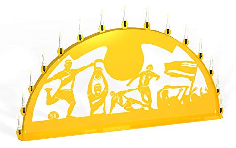 Schwibbogen Lichterbogen Metall - Motiv: Fußball Verein - Farbe: gelb - wählbare Breite: XL = 1 Meter, XXL = 1,5 Meter und XXXL = 2 Meter - für Außen/Außenbereich (100 x 54 cm)