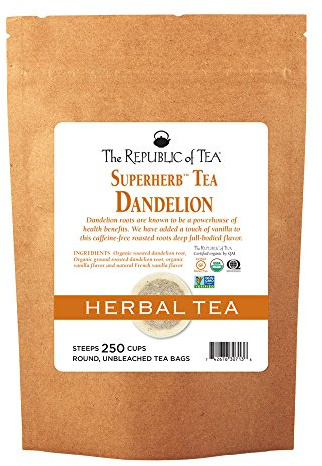 The Republic of Tea — Organic Dandelion SuperHerb Tea Refill Bag, 250 Herbal Tea Bags, Naturally Caffeine-Free