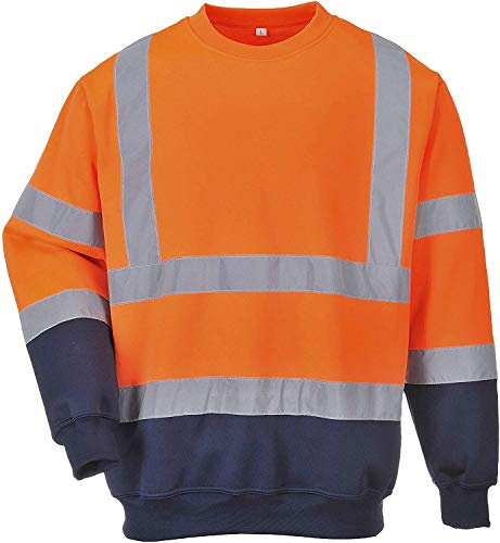 PORTWEST B306 – två toner varningsskydd-sweatshirt, 1 st., XL, orange / marine, B306ONRXL