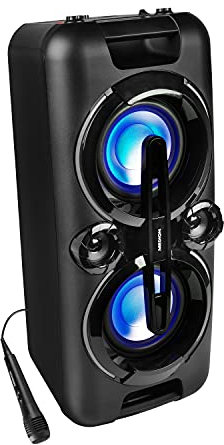MEDION P67013 Party-Soundsystem (Partylautsprecher Karaoke, Bluetooth, Kompaktanlage, 440 Watt, Farbige LED, PLL UKW Radio, USB, AUX, Mikrofonanschluss)