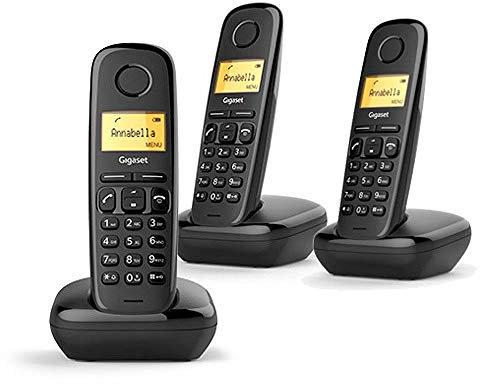 Gigaset A170 Trio - Tre Telefoni Portatili, Display Illuminato - Facile da Usare - Installazione Facile - Chiamate Interne, Trasferimento di Chiamata, Nero [Versione Italiana]