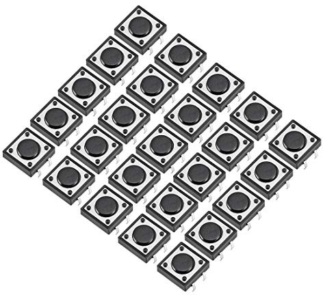 sourcing map 25 Stücke 12x12x4.3mm Platte Mini/Mikro/Klein DE DE | PCB Druckknopf Schalter DIP