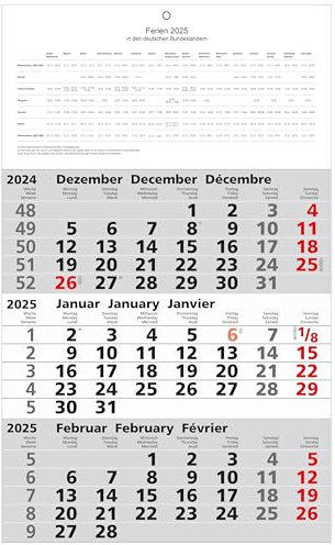 GÜSS 3-Monatskalender Format 30x49 cm 3-Monatswandkalender 12 Blatt