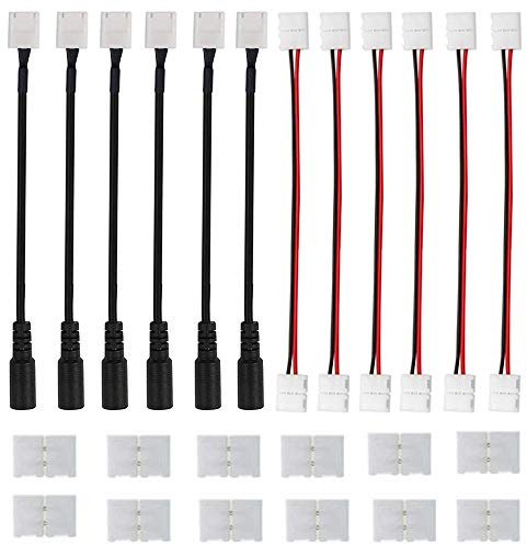 RUNCCI-YUN Conector de Tira LED de 2 Pin con Toma de CC 5,5mm x 2,1mm Conector Esquina de Cinta LED Divisor LED Strip Cable extensión para 8mm Ancho luz de Tira LED monocromática SMD 3528/2835